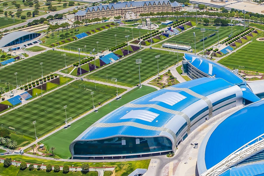 Fussball-Anlage Aspire Trainingszentrum, Katar, mit Kunstrasen
