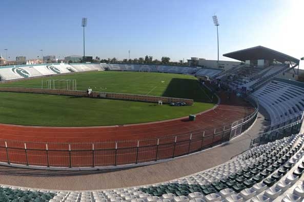 Fussball-Anlage Dubai, Vereinigte Arabische Emirate, mit Naturrasen