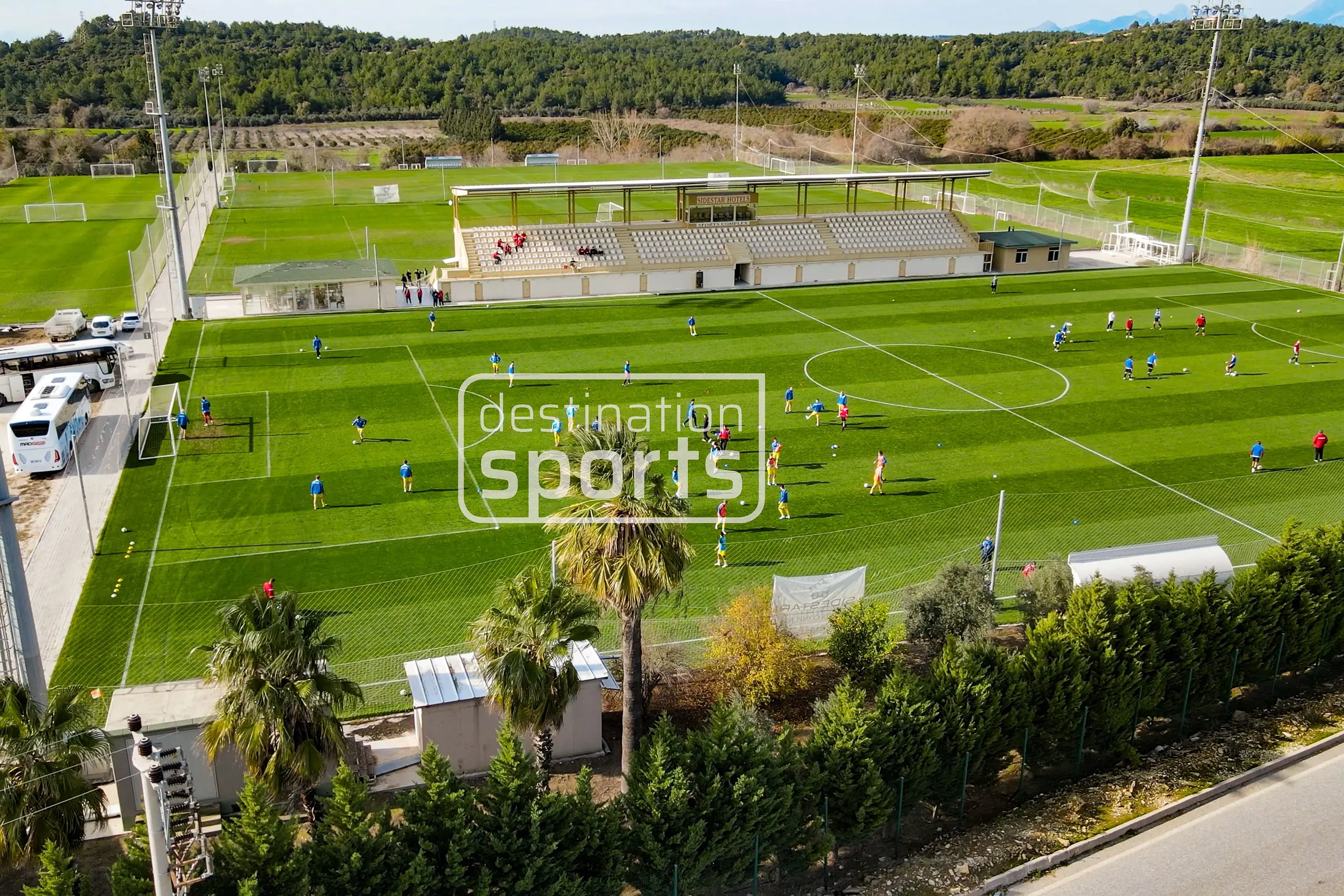 Side Star Resort soccer field, Turkey, with natural grass, near the sea
