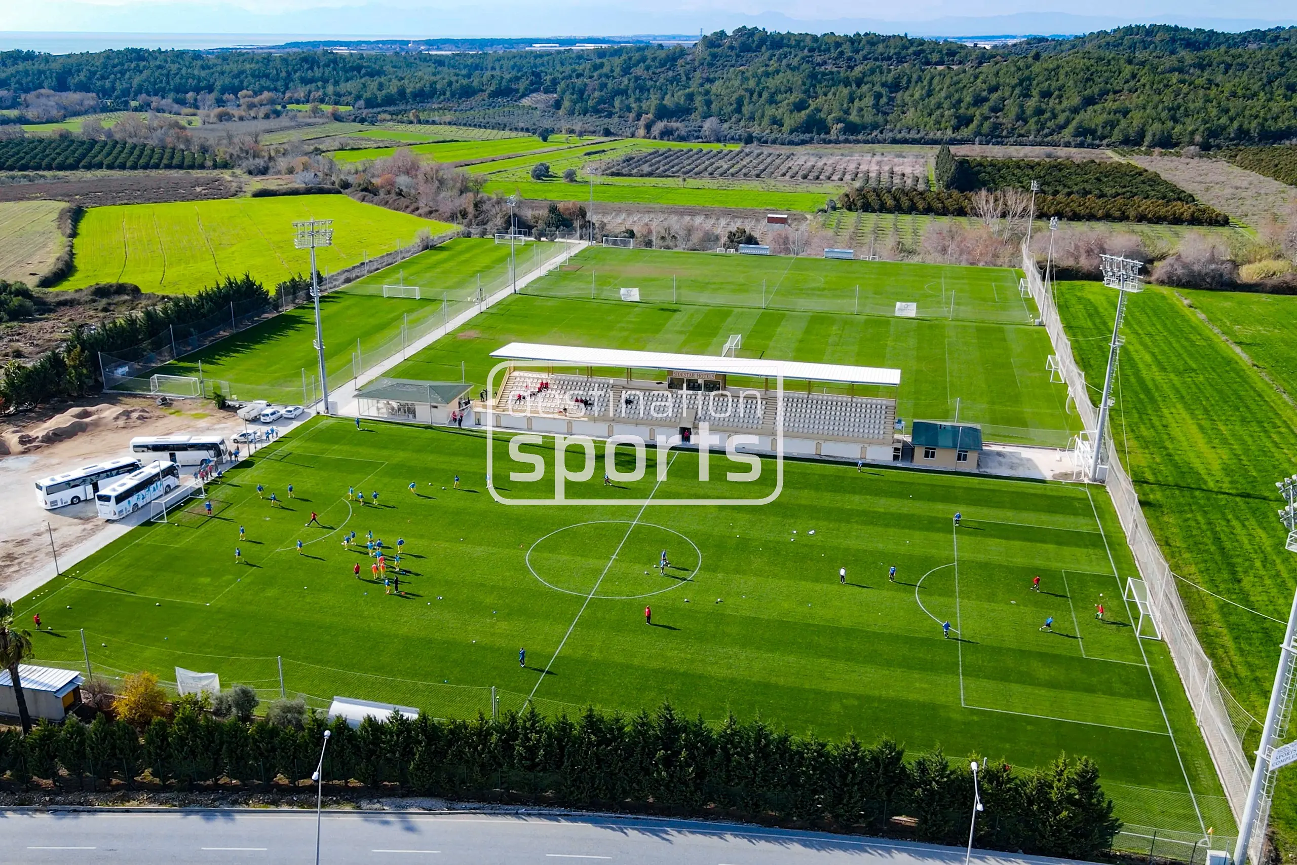 Side Star Resort soccer field, Turkey, with natural grass, near the sea