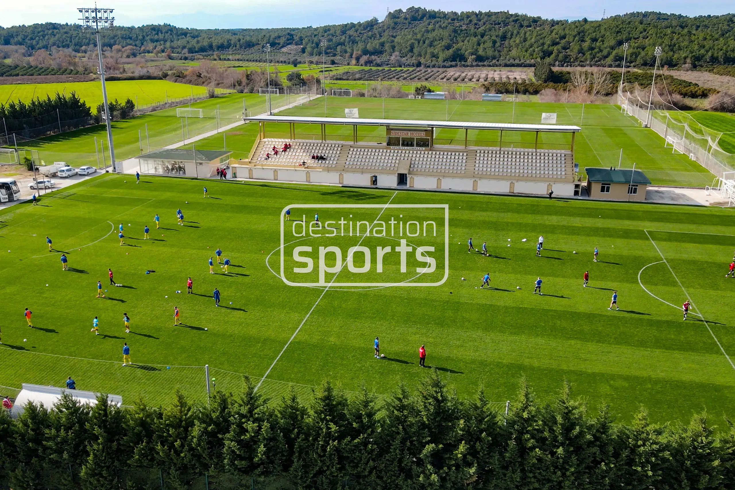 Side Star Resort soccer field, Turkey, with natural grass, near the sea